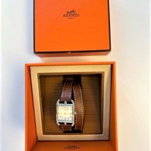 Hermes Cape Cod Double-Wrap Watch with Cognac Leather Strap